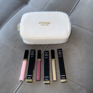 CHANEL 2024 Holiday Set  Beauté Lip Gloss Trio With Cosmetic Bag